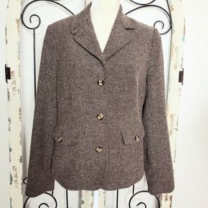 L. L. Bean brown tweed blazer jacket